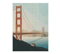 Puzzle en Bois 500 pièces pour Adultes, Golden Gate Bridge and Cable Car