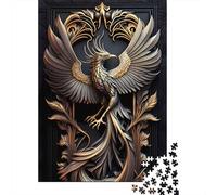 Puzzle en Bois 500 pièces pour Adultes Golden Glory Phoenix Square Puzzle pour Enfants Jeux en Famille Cadeaux de Noël 500 pièces (52 x 38 cm)
