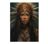 Puzzle en Bois 500 pièces pour Adultes, Native American Headdress Art-3