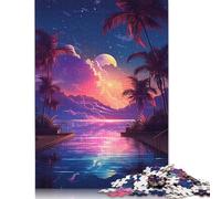 Puzzle en Bois 500 pièces pour Adultes, Puzzles Nocturnes d'été, Jeu Familial 500 pièces (52 x 38 cm)