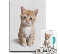 Puzzle en Bois 500 pièces pour Adultes, Sad Orange Tabby Kitten Portrait | Une activité puzzle flexible: un montage clair zone par zone à la maison.