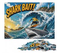 Puzzle en Bois 500 pièces pour Adultes, Shark Bait Surfer | Le repérage visuel et le tri - moins de temps devant les écrans pendant une soirée calme.
