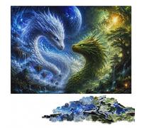 Puzzle en Bois 500 pièces pour Adultes, Two Dragons Facing Each Other | Présent de Noël pour passionné : moment puzzle seul ou à plusieurs pendant le temps libre.