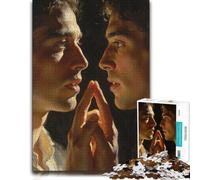 Puzzle en Bois 500 pièces pour Adultes, Two Men in Profile, Hands Touching