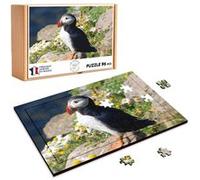 Puzzle en bois 96 Pièces Fabulous - Macareux Fraterculini Oiseau Marin (28 x 20 cm)
