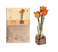 Puzzle En Bois - À Construire Kit Modèle Fai-da-Te Pour Adultes, Ensemble Botanique Décoratif Cadeau Créatif Aux Amateurs De Nature Et Partenaires Avec Design Floral Artisanal