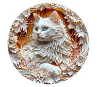 Puzzle en Bois à Effet Visuel 3D Design d'animal Blanc dans Un Environnement Floral Jeu Stimulant pour Le Renforcement des Liens Familiaux Décor Mural Moderne et Unique (M-20×20 cm)