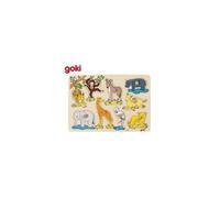 Goki - 2041551 - Puzzle En Bois À Encastrement - Africaine Jeunes Animaux - 9 Pièces