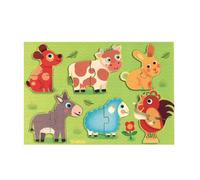 Djeco – Puzzle en bois Animaux de la ferme – 13 pièces – Dès 18 mois