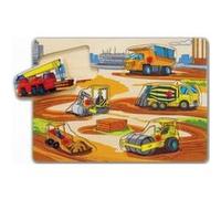 Puzzle en bois a encastrer vehicule travaux public 6 pieces - puzzle bouton eichhorn multicolore G