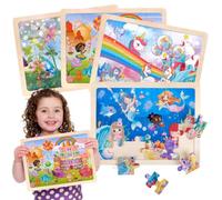 Puzzle en Bois à Motif de Fille pour Enfants, Image à Assembler | Motif de fille comme image à reconstituer, occupation calme avec des pièces en bois, se défait et se remonte