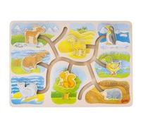 Puzzle en bois à pousser, qui vit où ? G