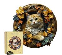 Puzzle en Bois à Thème Chat Artistique et Éducatif, pour Noël et Anniversaire, avec Boîte Élégante, Développement Cognitif, pour Tous Les Âges