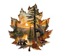 Puzzle en Bois Adulte Ours Brun Automne - Puzzle en Bois de 155 pièces - Boîte Cadeau, décoration Murale et Cadeau pour Les Amis et la Famille