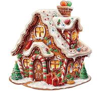 Puzzle en bois adultes et enfants : maison de Noël Gingerbread House 2 puzzles en bois 270 pièces - Coffret cadeau premium pour la décoration murale (34 x 31,6 cm)