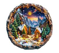 Puzzle en bois adultes et enfants : puzzle rond 3D Christmas eve 270 pièces - Coffret cadeau premium pour décoration murale (34 x 33,9 cm)