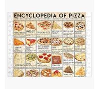 Puzzle en bois Affiche de l'Encyclopédie de la pizza 300 pièces 38x26 cm jouet décoration mur