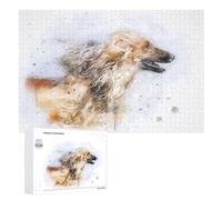 Puzzle en Bois Afghan Hound Watercolor pour Adultes, Format 1000 PCS