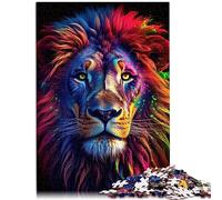 Puzzle en Bois Animal Lion coloré 1000 pièces Puzzles Adultes Puzzles Cadeaux pour Adultes Enfants 12+ Home Art Decor29.5" x 19.7"/75 * 50cm.