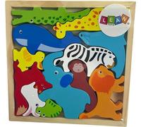 Puzzle en bois animaux assortis lion lapin