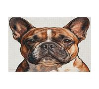 Puzzle en bois aquarelle bouledogue français avec boîte de rangement, puzzle en bois respectueux de l'environnement pour les loisirs à la maison, le soulagement du stress et la décoration, 1 000