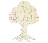 Puzzle en Bois „Arbre“ à Peindre et à Modeler - 15 pièces, 29 x 21 cm - Créez et décorez Votre Propre Puzzle, prêt à décorer, Vierge/Blanc