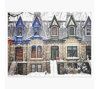 Puzzle en bois Architecture victorienne de Montréal - L'hiver enchanté 300 pièces 38x26 cm jouet décoration mu