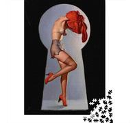 Puzzle en Bois Art 1000 Pièces, Gil Elvgren Puzzles Impossible, Casse-tête Illustration, Art De Mur Moderne Cadeau Unique Home Decor, pour Adolescents Et Adultes Cadeaux