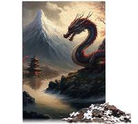 Puzzle en Bois Asiatique Dragon 1000 pièces pour Adultes et Enfants de 12 Ans et Plus Activité familiale 75 x 50 cm.