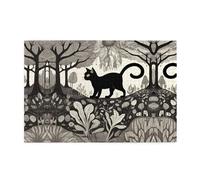 Puzzle en bois avec 1000 pièces WZYWHJ chat noir dans une forêt étrange. Motif stimulant pour les loisirs à la maison et le divertissement, adapté pour les adultes et les enfants