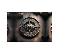 Puzzle en bois avec 1000 pièces WZYWHJ Magical Design Norse Runes boussole Motif stimulant pour les loisirs à la maison et le divertissement adapté pour les adultes et les enfants