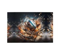 Puzzle en bois avec 1000 pièces WZYWHJ Rugby on Fire Motif stimulant pour les loisirs à la maison et le divertissement adapté pour les adultes et les enfants