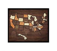 Puzzle en bois avec carte de voyage des États-Unis, tableau d'affichage avec éléments, autocollant et support, une façon élégante de suivre votre voyage et vos souvenirs pour un couple, une famille ou