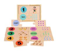 Puzzle en Bois avec Chiffres, Bois Massif, 11,7 X 4,5 X 16,5 Cm, Jouet d'apprentissage des Mathématiques, Jeu Éducatif pour Tout-Petits, Peinture Non Toxique, pour Les Tout-Petits, Les Âgés De