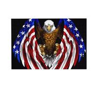 Puzzle en bois avec drapeau des États-Unis - Aigle patriotique - 300 pièces - Pour la famille, les loisirs et la créativité