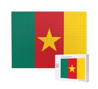 Puzzle en bois avec drapeau du Cameroun - 500 pièces - Puzzle horizontal - Loisirs familiaux et défi cérébral