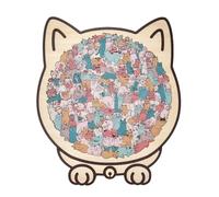 Puzzle en Bois avec Forme De Chat | Puzzle Animal De 135 Pièces comme Décoration,Jouet d'apprentissage STEM,pour Femmes Famille Amateurs De Chatons Halloween Noël Fête Maison
