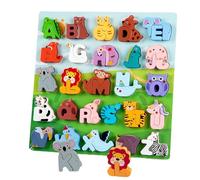 Puzzle en bois avec lettres de l'alphabet d'animaux - Jeu de puzzle en bois assorti, jouet d'apprentissage de l'alphabet | Le jeu de correspondance encourage l'interaction entre les pads