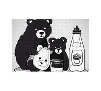 Puzzle en bois avec motif ours en bouteille de lait mignon - 300 pièces - Pour la famille, les loisirs et la créativité