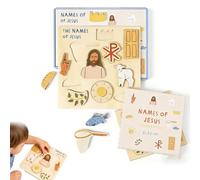 Puzzle en Bois avec Noms de Jésus, Puzzle de la Bible chrétienne pour Enfants et Tout-Petits, Puzzles en Bois de peuplier très épais avec boîte de Rangement Robuste, Cadeau Religieux (1pcs)