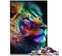 Puzzle en Bois avec Portrait de Lion coloré 1000 pièces pour Adultes et Adolescents à partir de 12 Ans Puzzle de décoration de la Maison 75 x 50 cm.