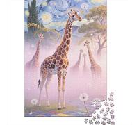 Puzzle en Bois Aventure Visuelle 1000 Pièces - Girafe | Voyage Imaginaire dans Votre Salon | pour Amateurs D'Énigmes Et De Mystères