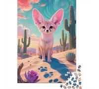Puzzle en Bois Aventure Visuelle 1000 Pièces - Renard Fennec | Voyage Imaginaire dans Votre Salon | pour Amateurs D'Énigmes Et De Mystères
