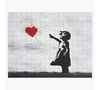Puzzle en bois Banksy Fille avec un ballon en forme de c?ur Graffiti MURAL ORIGINAL street art HD BOUTIQUE EN LIGNE DE HAUTE QUALITÉ 300 pièces 38x26 cm jouet décoration mu