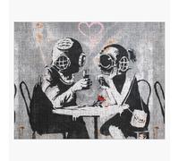 Puzzle en bois Banksy Street Art Think Tank Rencontre Couple 300 pièces 38x26 cm jouet décoration mura