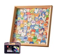 Puzzle En Bois - Base De Plateau D'apprentissage Pour Chat, Ensemble D'art De Marqueurs De Coloriage, Jouet De Développement De Figurines Animales, Tableau D'activités Éducatives, Fournitures Scolaire