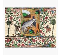 Puzzle en bois BESTIAIRE MÉDIÉVAL ÉTRANGE FAISANT DE LA MUSIQUE, Chat jouant de l'orgue, Lapin harpiste, Chat escargot 300 pièces 38x26 cm jouet décoration m
