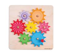 Bigjigs Toys - Engrenages en bois et puzzle Cog - Apprentissage éducatif
