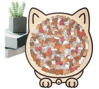 Puzzle en Bois - Bois, Puzzle en Boiss De 9,33 Pouces, Puzzles De Chat, 135 Pièces | Conception Extrêmement Stimulante, Pièces De Haute Qualité, Parfaites pour Les Adultes, Less, Les