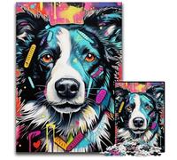 Puzzle en Bois Border Collie 1000 pièces pour Adultes, Jeu de décoration Stimulant pour Le Cerveau, Jouet interactif Familial 50x75cm / 19,68x29,52 Pouces